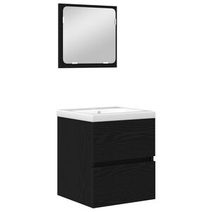 vidaXL Juego de muebles de ba&ntilde;o con caj&oacute;n 2 pcs Roble Negro y