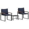 vidaXL Juegos de muebles con coj&iacute;n 3 pcs Gris y azul marino Rat&aacute;n