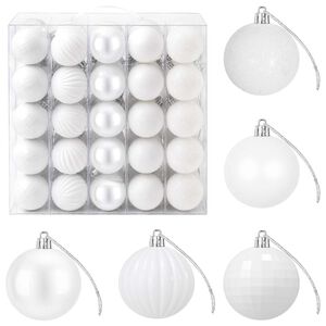 vidaXL Juego de bolas navide&ntilde;as 75 uds. Blanco 6 cm Poliestireno