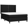 vidaXL Cama box spring colch&oacute;n y luces LED tela negro 140x200 cm