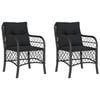 vidaXL Sillones de jard&iacute;n con cojines 2 uds rat&aacute;n sint&eacute;tico negro