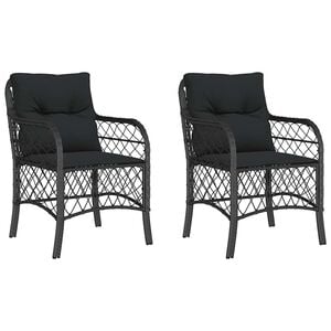 vidaXL Sillones de jard&iacute;n con cojines 2 uds rat&aacute;n sint&eacute;tico negro