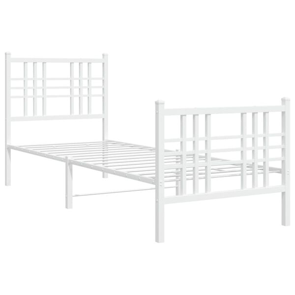 vidaXL Estructura cama sin colch&oacute;n con estribo metal blanco 80x200 cm