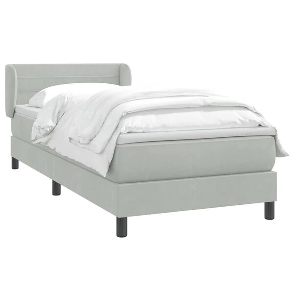 vidaXL Cama box spring con colch&oacute;n terciopelo gris claro 80x220 cm