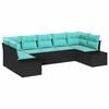 vidaXL Conjunto de sof&aacute; de jard&iacute;n 7 uds. Negro rat&aacute;n sint&eacute;tico