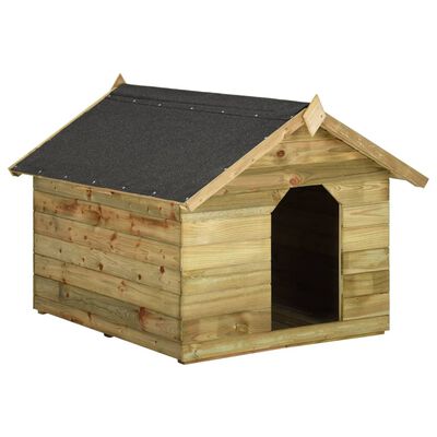 vidaXL Casa de perros de jardín tejado abierto madera pino impregnada