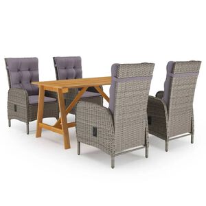 vidaXL Juego de comedor para jard&iacute;n 5 piezas gris