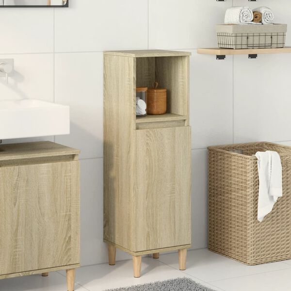 vidaXL Armario de ba&ntilde;o madera contrachapada roble Sonoma 30x30x100 cm
