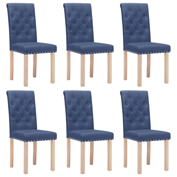 vidaXL Sillas de comedor 6 unidades tela azul