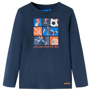 Camiseta infantil de manga larga azul marino m&eacute;lange 104