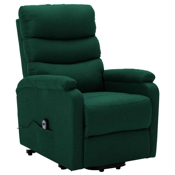 vidaXL Sill&oacute;n elevable tela verde oscuro