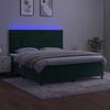 vidaXL Cama box spring colch&oacute;n y LED terciopelo verde oscuro 160x200cm