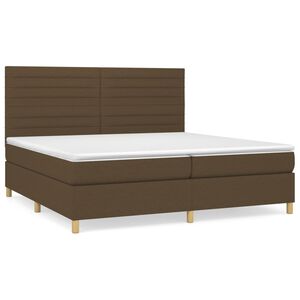 vidaXL Cama box spring con colch&oacute;n tela marr&oacute;n oscuro 200x200 cm