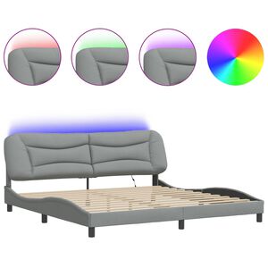 vidaXL Estructura de cama con LED sin colch&oacute;n Hvar gris claro 200x200 cm