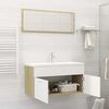 vidaXL Set de muebles de ba&ntilde;o madera ingenier&iacute;a blanco y roble Sonoma