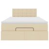 vidaXL Estructura de cama otomana con colch&oacute;n tela crema 120x200 cm