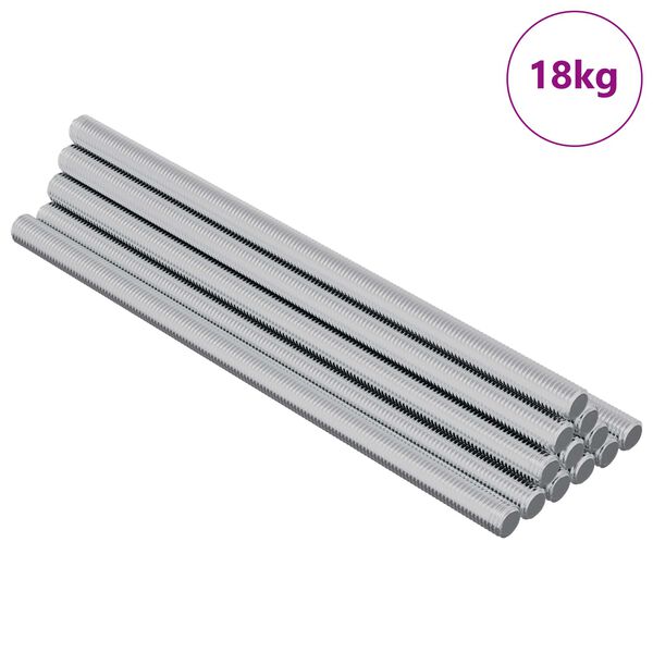 vidaXL Barras roscadas 900 pcs Plateado Metal