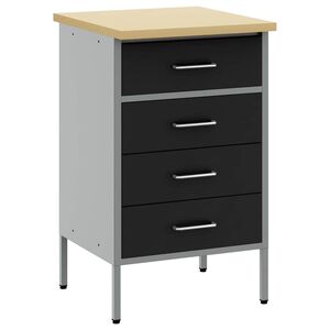 vidaXL Banco de trabajo con caj&oacute;n Negro y Gris 50 x 55 x 85 cm