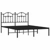 vidaXL Estructura cama sin colch&oacute;n con cabecero metal negro 135x190 cm