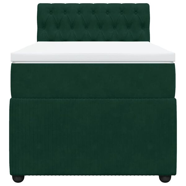 vidaXL Cama box spring con colch&oacute;n terciopelo verde oscuro 90x200 cm