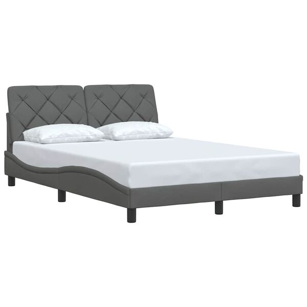 vidaXL Estructura de cama sin colch&oacute;n tela gris oscuro 120x200 cm