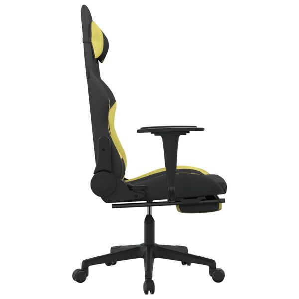 vidaXL Silla gaming con reposapiés tela verde claro y negro