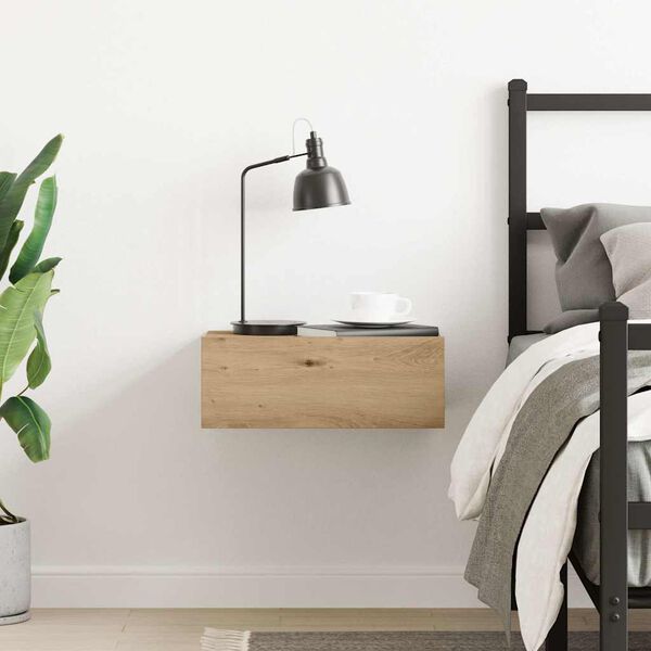 vidaXL Mesita de noche flotante madera roble artesanal 40x32x15 cm