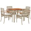 vidaXL Set comedor de jard&iacute;n 5 pzas con cojines rat&aacute;n sint&eacute;tico beige