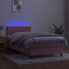 vidaXL Cama box spring colch&oacute;n y LED terciopelo rosa 100x200 cm