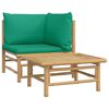 vidaXL Set de muebles de jardín 2 piezas bambú con cojines verde