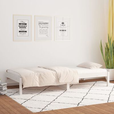 vidaXL Sofá cama de madera maciza de pino blanco 90x190 cm