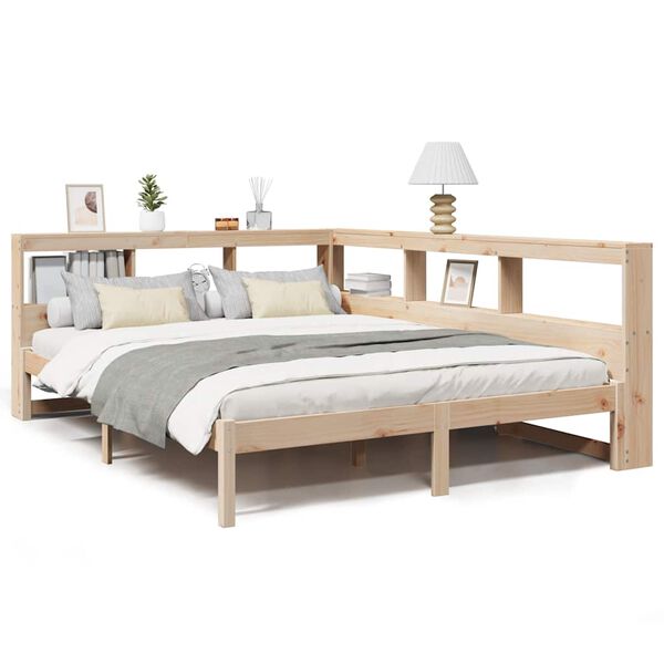 vidaXL Cama con estantería sin colchón madera maciza de pino 140x190cm