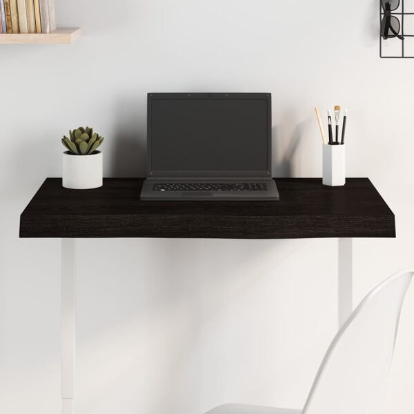 vidaXL Tablero mesa madera roble tratada marrón oscuro 80x50x(2-6) cm