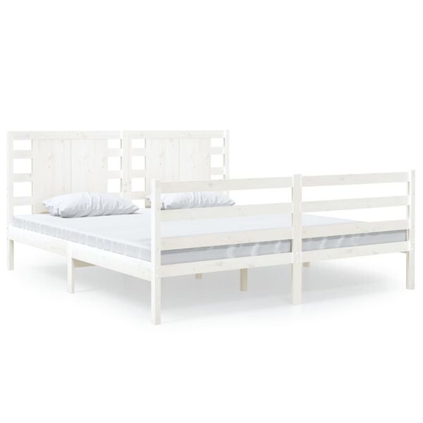 vidaXL Cama sin colch&oacute;n madera maciza de pino blanca 180x200 cm
