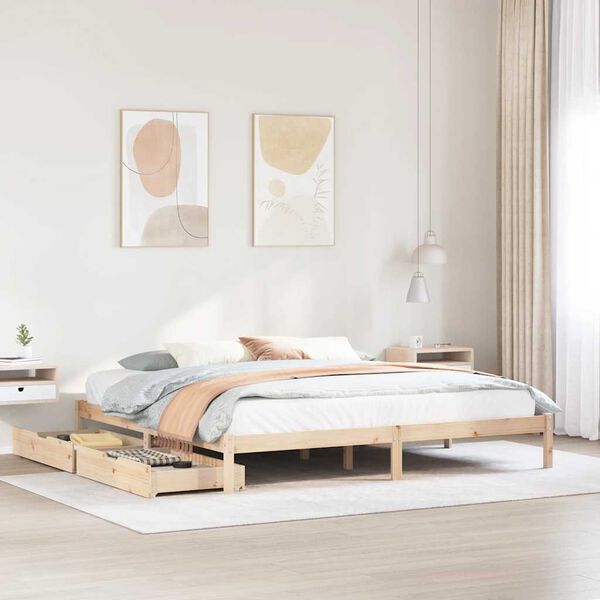 vidaXL Estructura de cama sin colch&oacute;n madera maciza de pino 180x200 cm