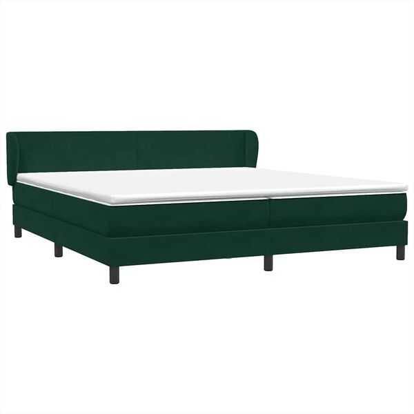 vidaXL Cama box spring con colchones terciopelo verde oscuro 200x210cm