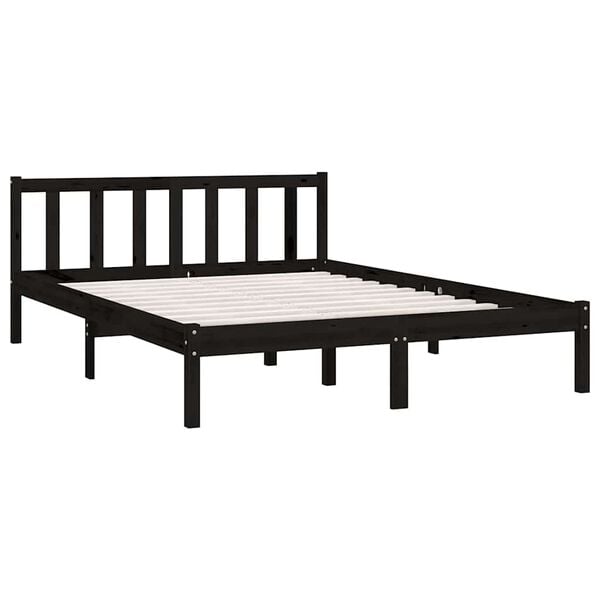 vidaXL Estructura de cama sin colchón madera maciza negro 140x200 cm