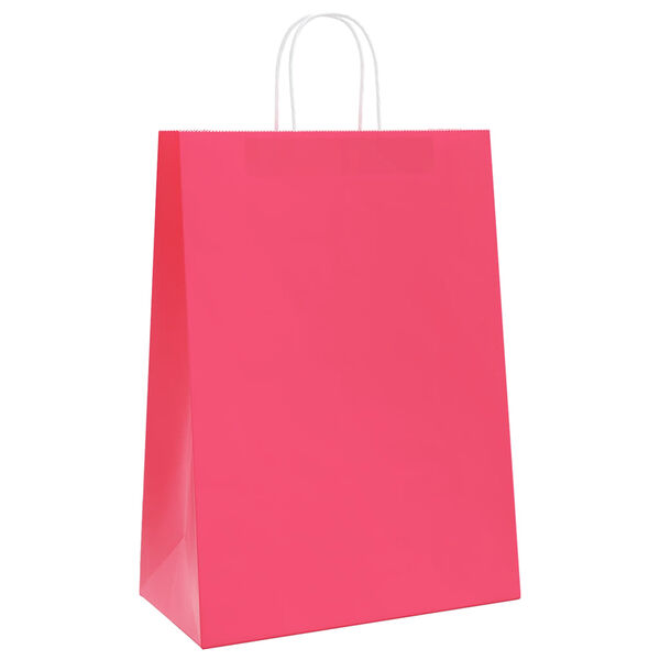 vidaXL Bolsas de papel con asas 250 uds rosa 32x17x44 cm