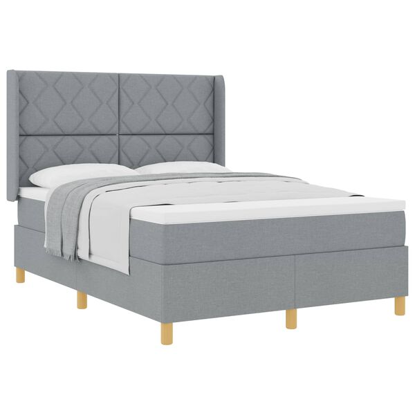 vidaXL Cama tipo Box Spring con colch&oacute;n Gris Claro 140 x 200 cm tela