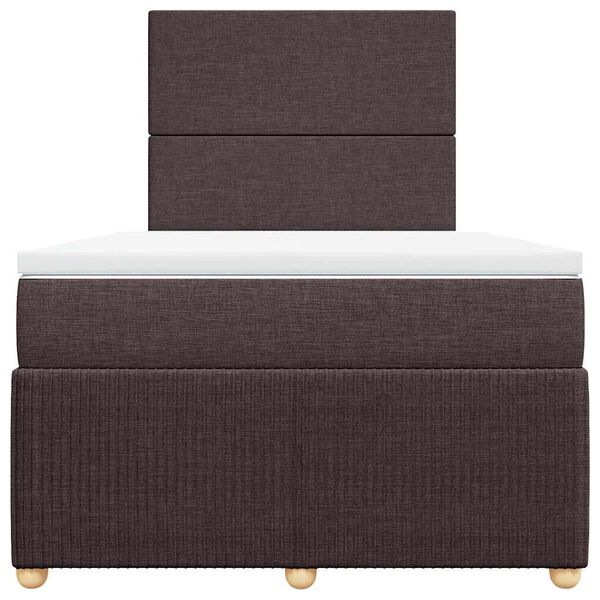 vidaXL Cama box spring con colch&oacute;n tela marr&oacute;n oscuro 120x190 cm
