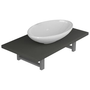 vidaXL Conjunto de muebles de ba&ntilde;o 2 piezas cer&aacute;mica gris