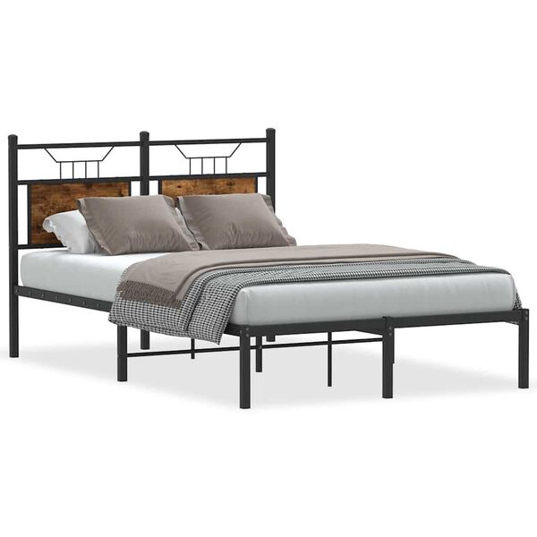 vidaXL Estructura de cama sin colch&oacute;n madera roble ahumado 120x190 cm