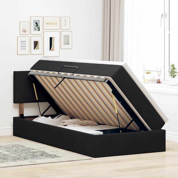 vidaXL Cama con almacenamiento y LED Negro 90 x 200 cm Terciopelo