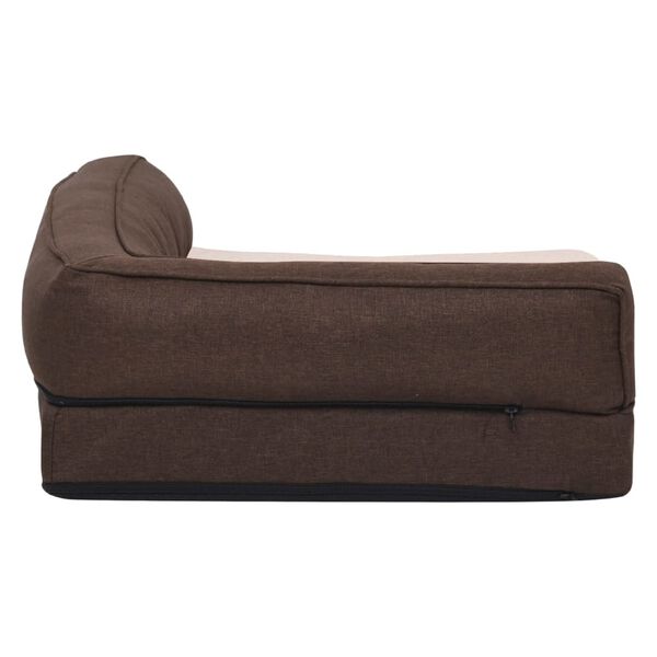vidaXL Colch&oacute;n de cama de perro ergon&oacute;mico aspecto lino marr&oacute;n 75x53cm