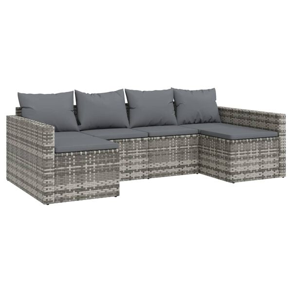 vidaXL Set de muebles de jardín 2 pzas cojines ratán sintético gris