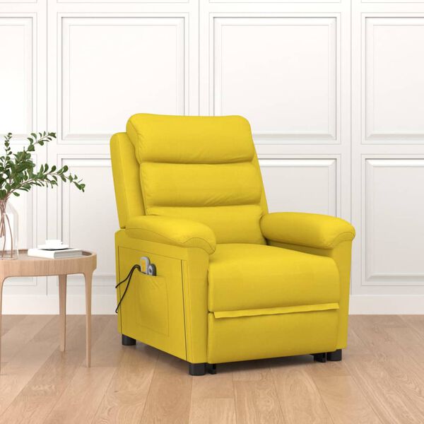 vidaXL Sill&oacute;n de masaje elevable de tela amarillo claro
