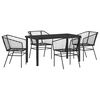 vidaXL Conjunto de Comedor de Jard&iacute;n 5 pcs Negro rat&aacute;n sint&eacute;tico