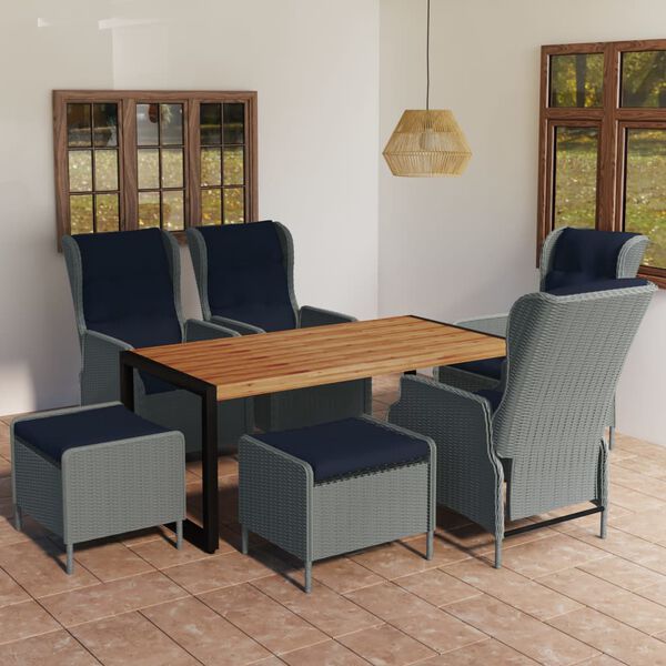 vidaXL Juego de comedor para jard&iacute;n de 7 piezas gris claro