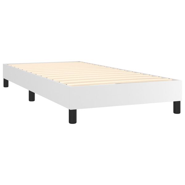vidaXL Cama box spring con colch&oacute;n cuero sint&eacute;tico blanco 90x190 cm