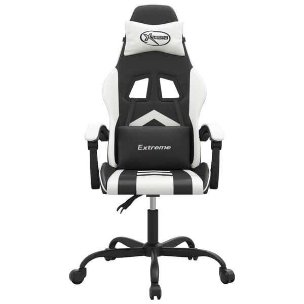 vidaXL Silla gaming cuero sint&eacute;tico negro y blanco
